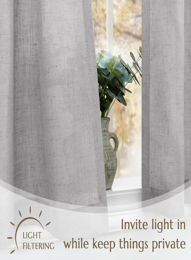 DANCURTON Pinch Pleated Linen Tier Curtains 30 Inch Length 2 Panels Grey Kitchen Short Curtains Cafe Curtain Light Filtering Semi Sheer Curtain with Hooks for Bathroom Small Window 36Wx30L - Image 2